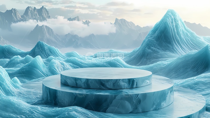 高清大图下载【趣麦麦图】冰雪场景展示台设计