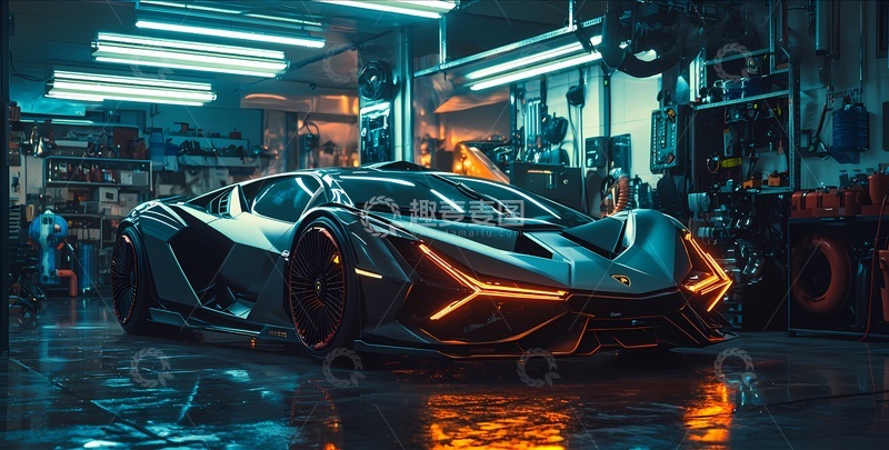 高清大图下载【趣麦麦图】科技风超级跑车渲染图