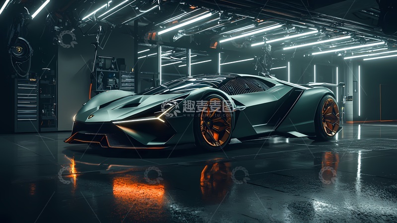 高清大图下载【趣麦麦图】未来感超级跑车科幻场景