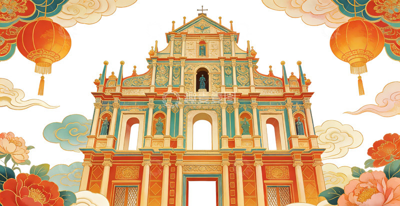 高清大图下载【趣麦麦图】传统中国建筑插画装饰画