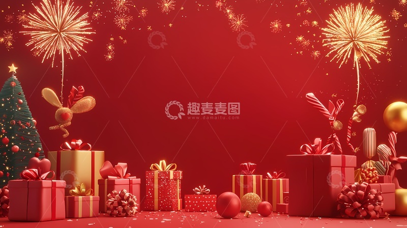 高清大图下载【趣麦麦图】喜庆节日礼包装饰背景