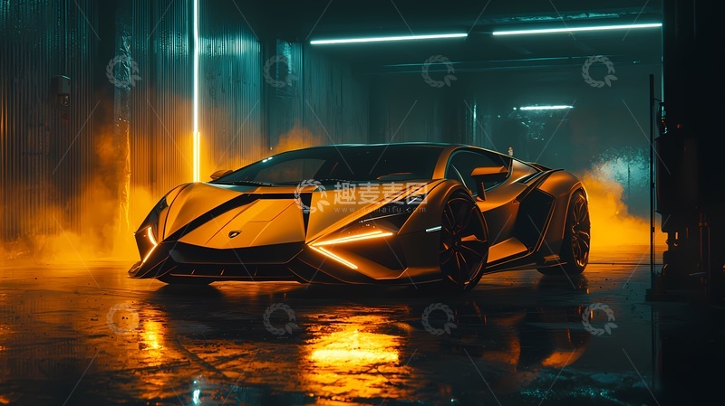 高清大图下载【趣麦麦图】未来感超级跑车夜景摄影