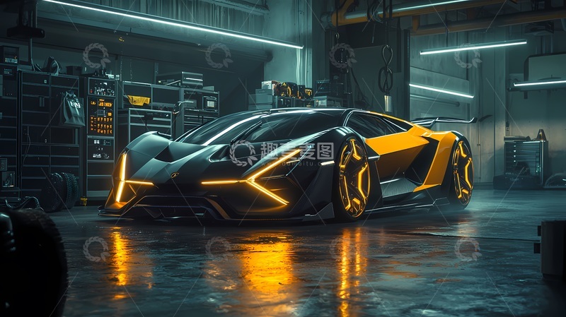 高清大图下载【趣麦麦图】超炫跑车科幻场景渲染图