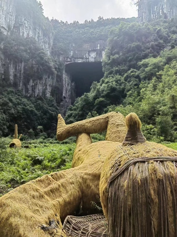稻草动物山景自然风光