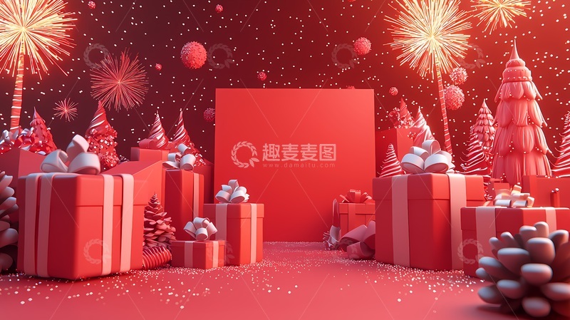 高清大图下载【趣麦麦图】3D新年喜庆场景渲染图
