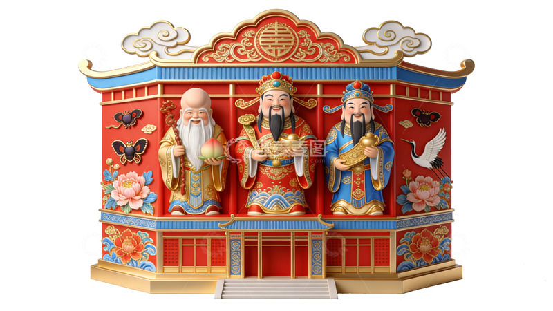 高清大图下载【趣麦麦图】中国传统神像彩绘装饰摆件