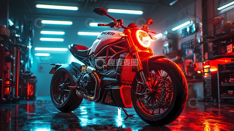 高清大图下载【趣麦麦图】科技风摩托车现代设计渲染图