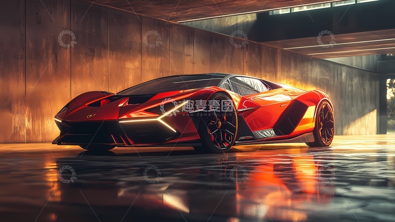 高清大图下载【趣麦麦图】超跑红色光影炫酷场景