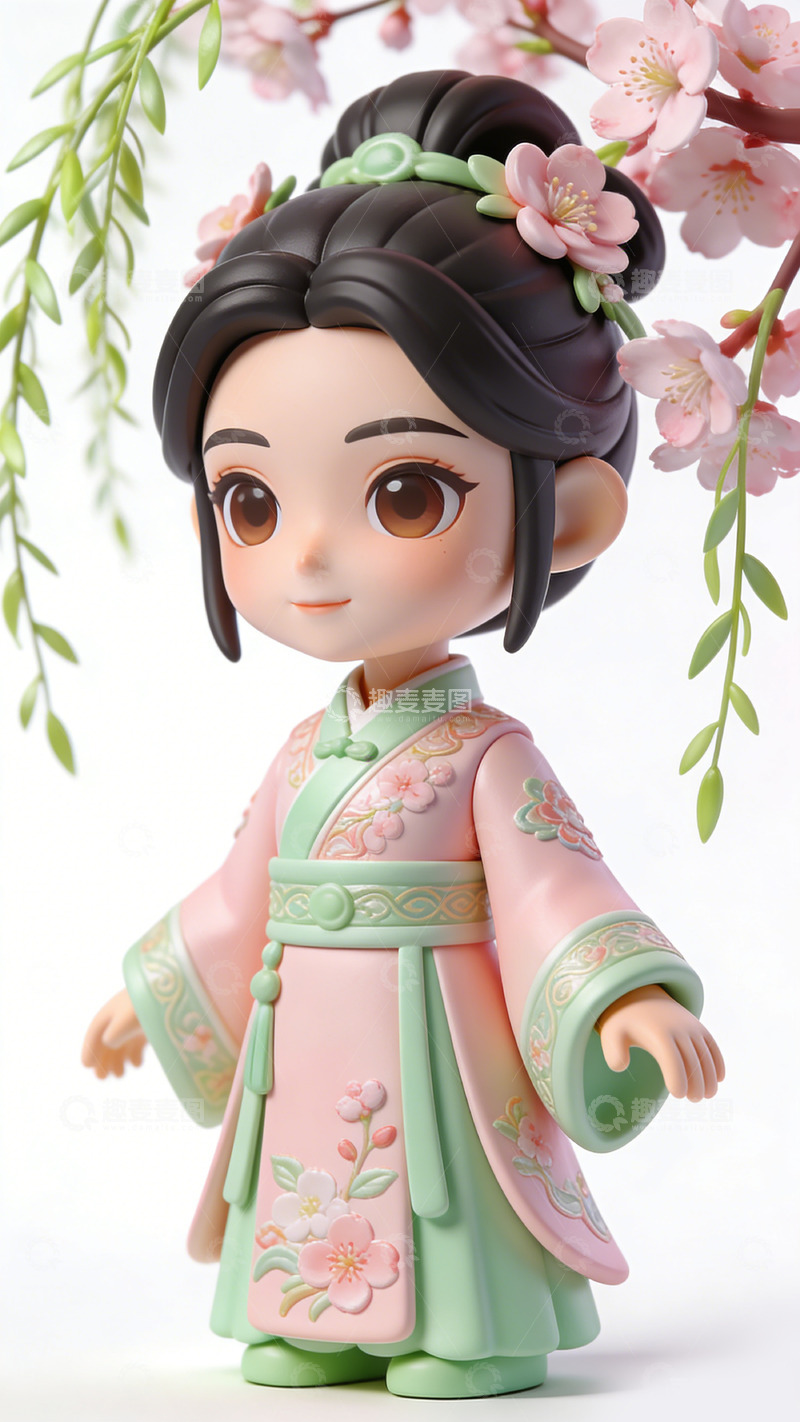 高清大图下载【趣麦麦图】古风美女樱花装饰摆件手办
