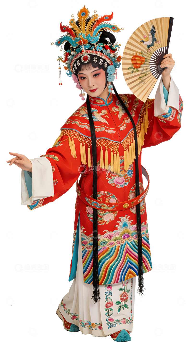 高清大图下载【趣麦麦图】-京剧服饰华丽装扮人像插画