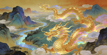 东方神话金龙山水画装饰画