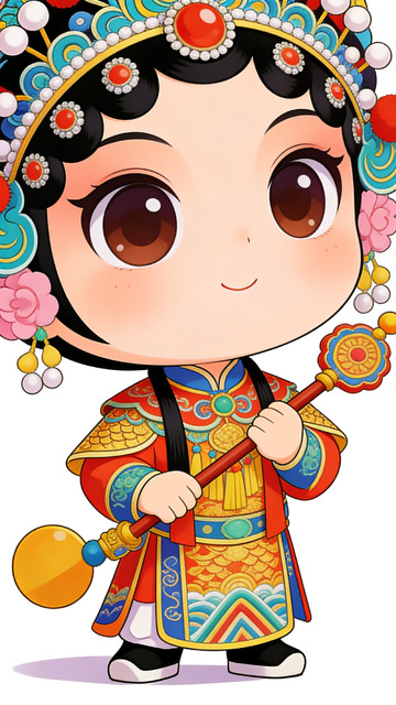 卡通京剧角色设计插画