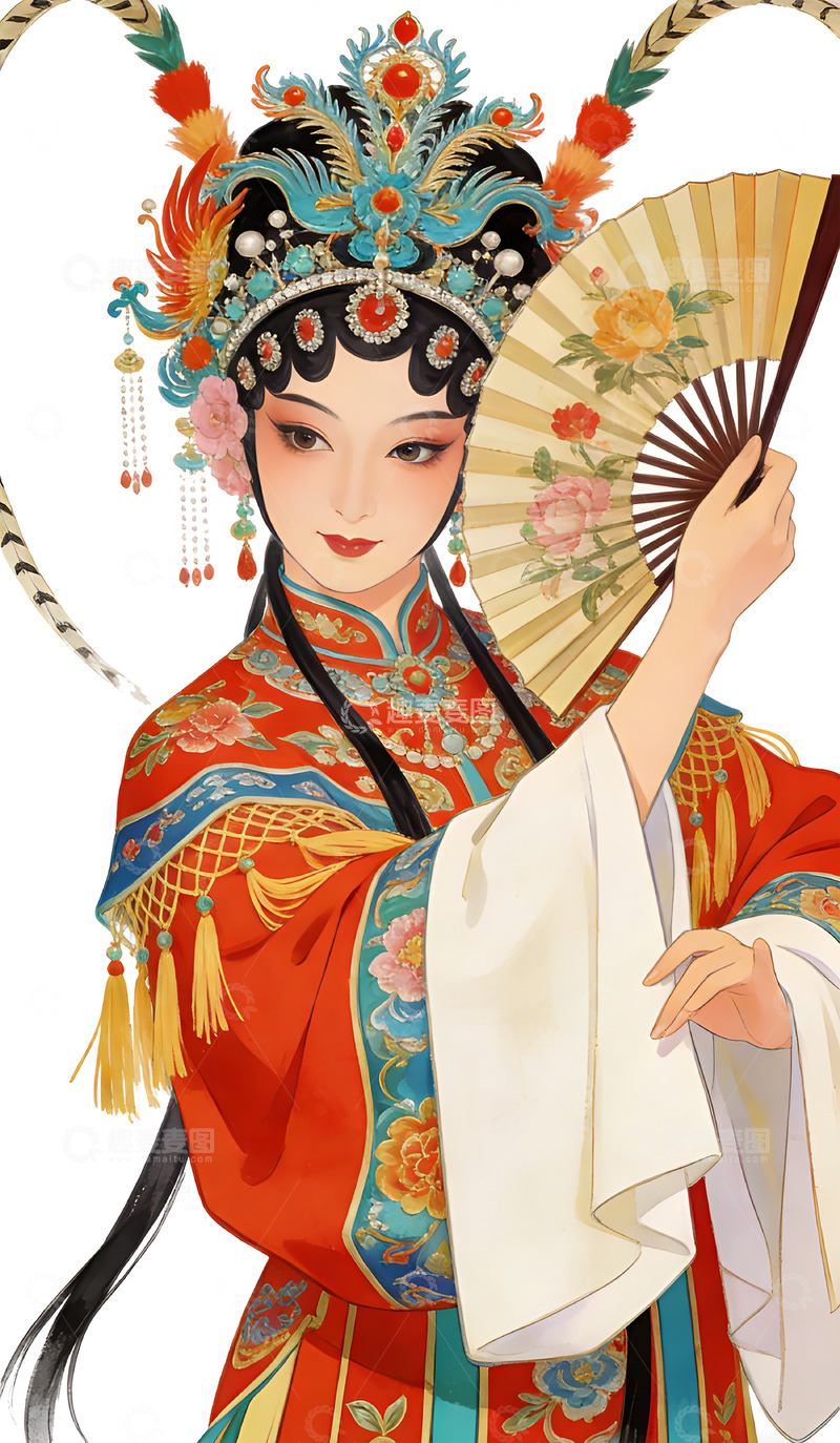高清大图下载【趣麦麦图】戏曲人物水彩画