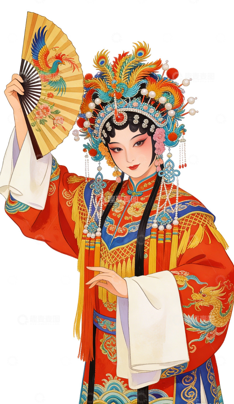 高清大图下载【趣麦麦图】京剧服饰彩绘人物插图