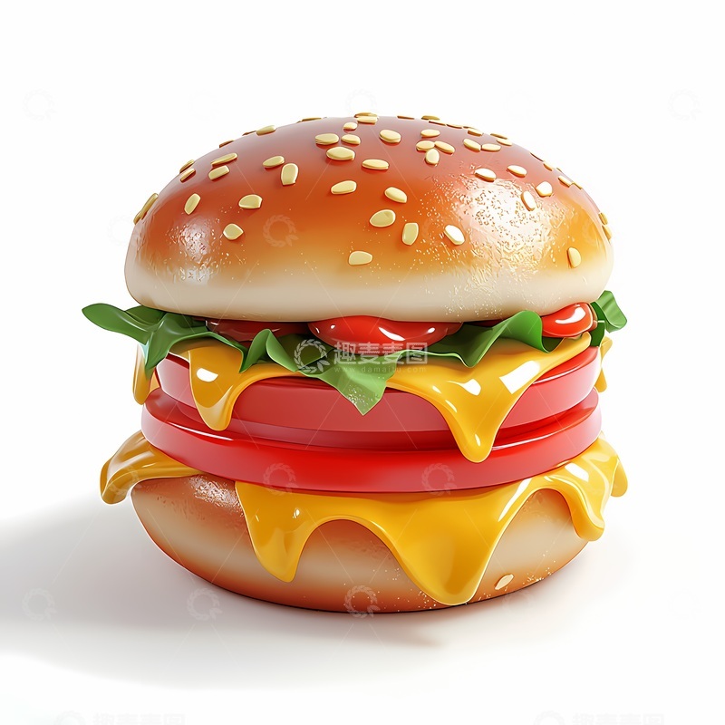 高清大图下载【趣麦麦图】3D汉堡美食美味快餐