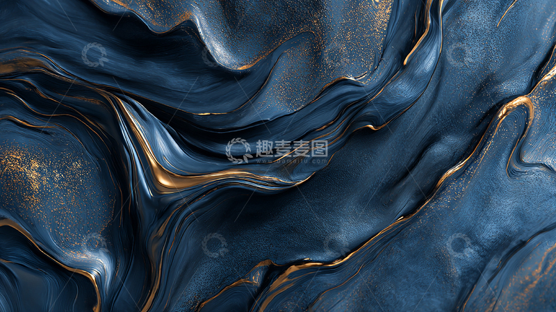 高清大图下载【趣麦麦图】深邃蓝金流动交响曲
