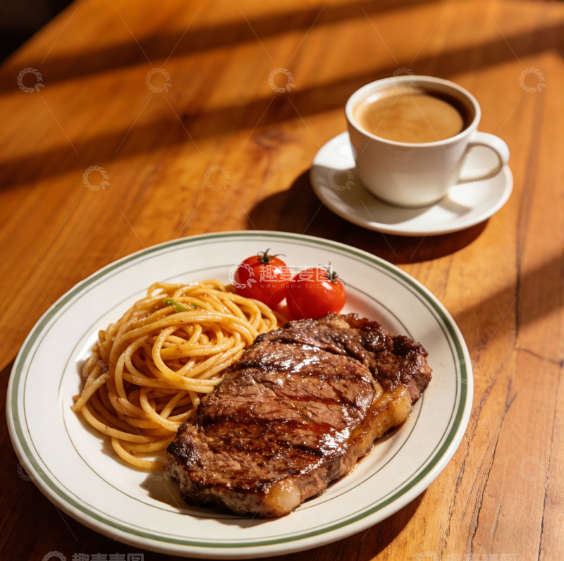 高清大图下载【趣麦麦图】桌上西餐牛排