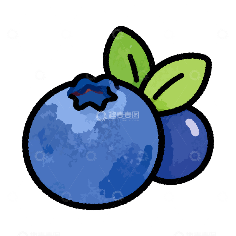 源文件下载【趣麦麦图】卡通蓝莓水果简笔画素材