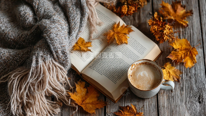 高清大图下载【趣麦麦图】温暖的书页与咖啡香