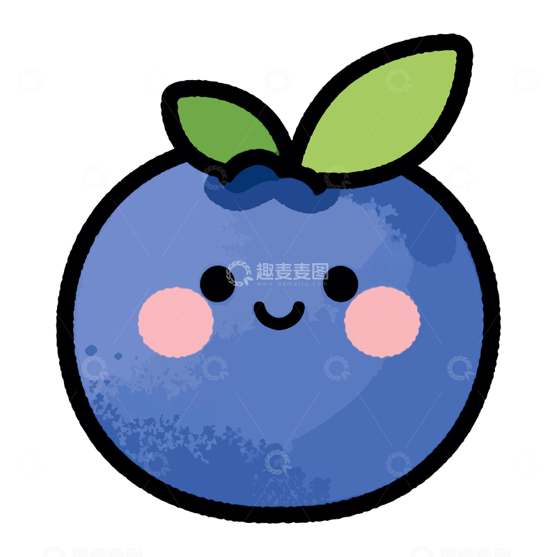 源文件下载【趣麦麦图】卡通蓝莓笑脸表情符号