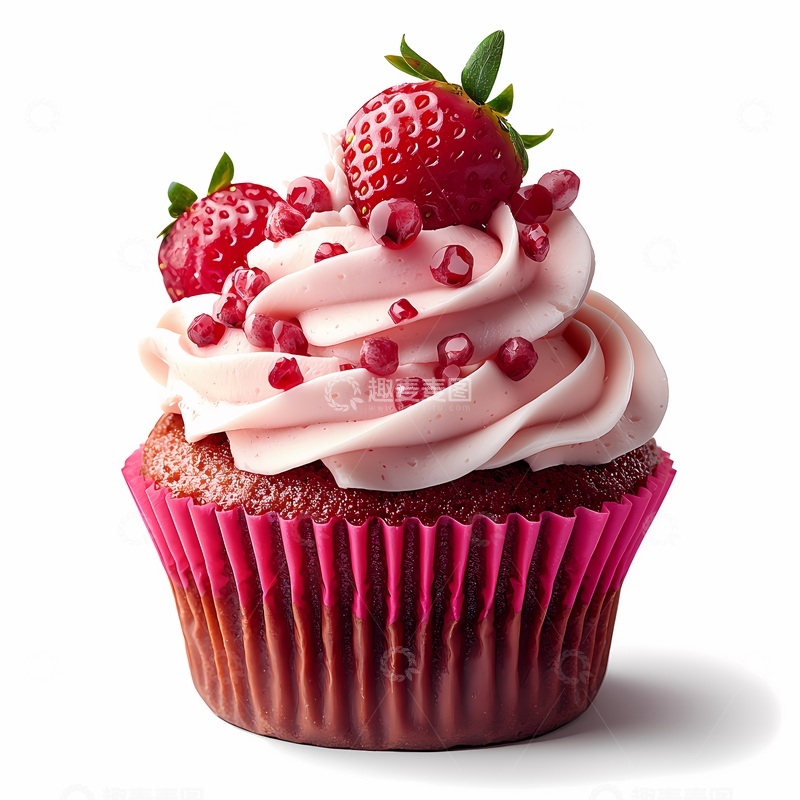 高清大图下载【趣麦麦图】草莓奶油纸杯蛋糕美食摄影