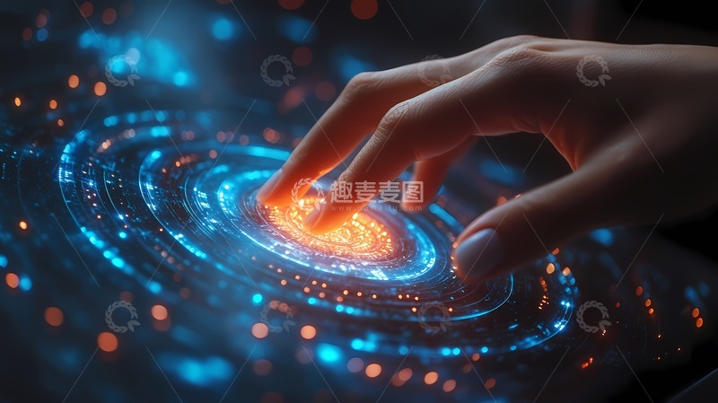 高清大图下载【趣麦麦图】科技触屏互动光效创意图