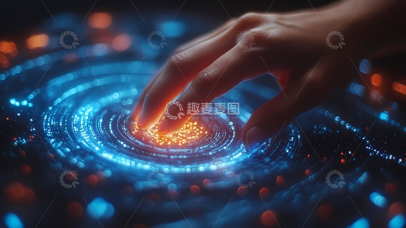 高清大图下载【趣麦麦图】科技感手指触碰光影界面