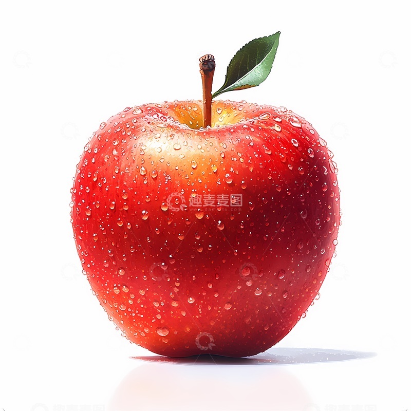 高清大图下载【趣麦麦图】鲜红苹果水彩画素材