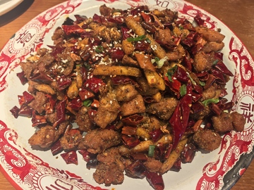 麻辣鸡肉炒菜美食摄影