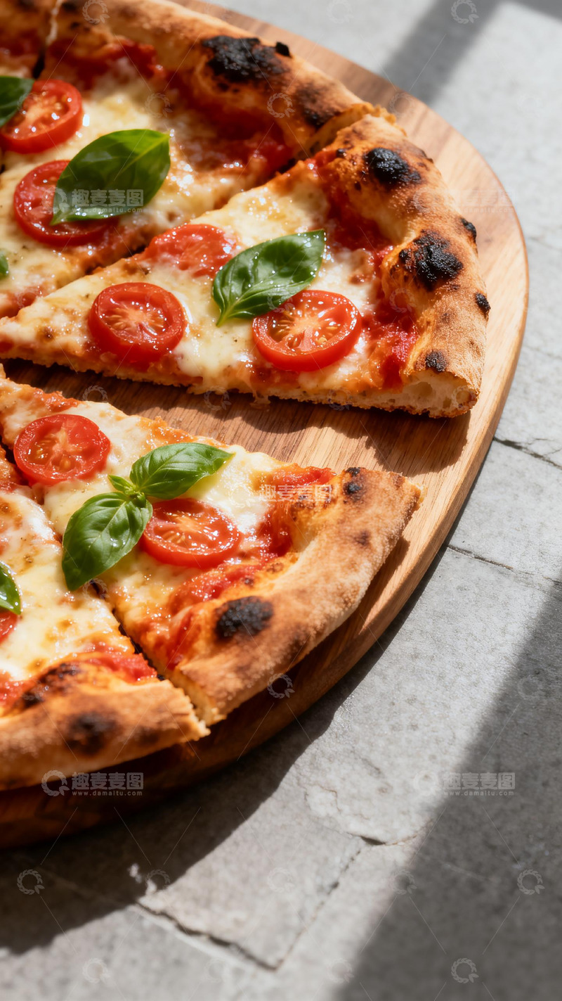 高清大图下载【趣麦麦图】木托盘披萨美食摄影