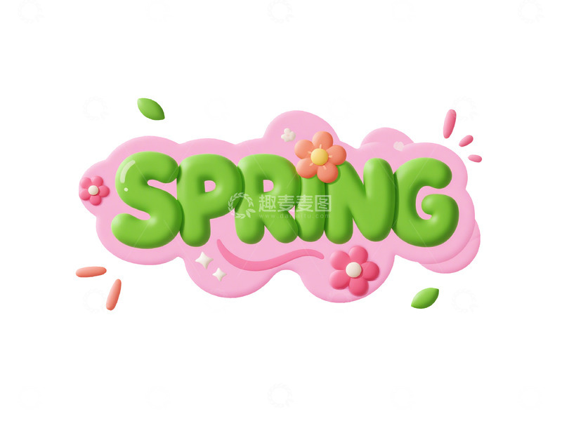 高清大图下载【趣麦麦图】卡通风春天花卉文字设计素材