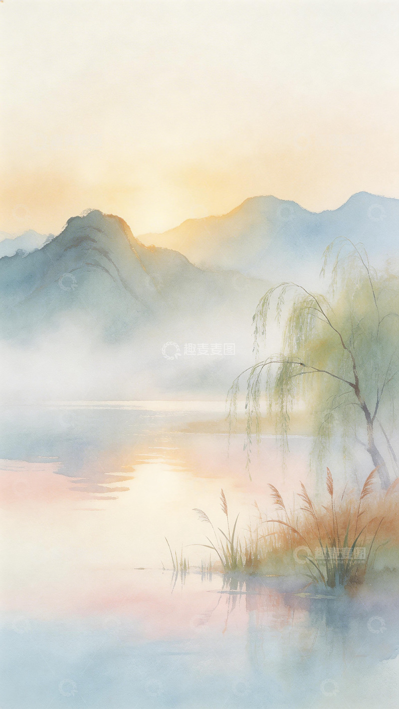 高清大图下载【趣麦麦图】水墨山水风景画素材