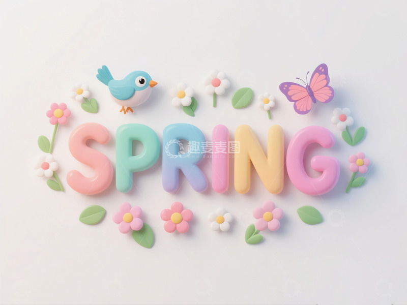 高清大图下载【趣麦麦图】春季花卉小鸟蝴蝶装饰图