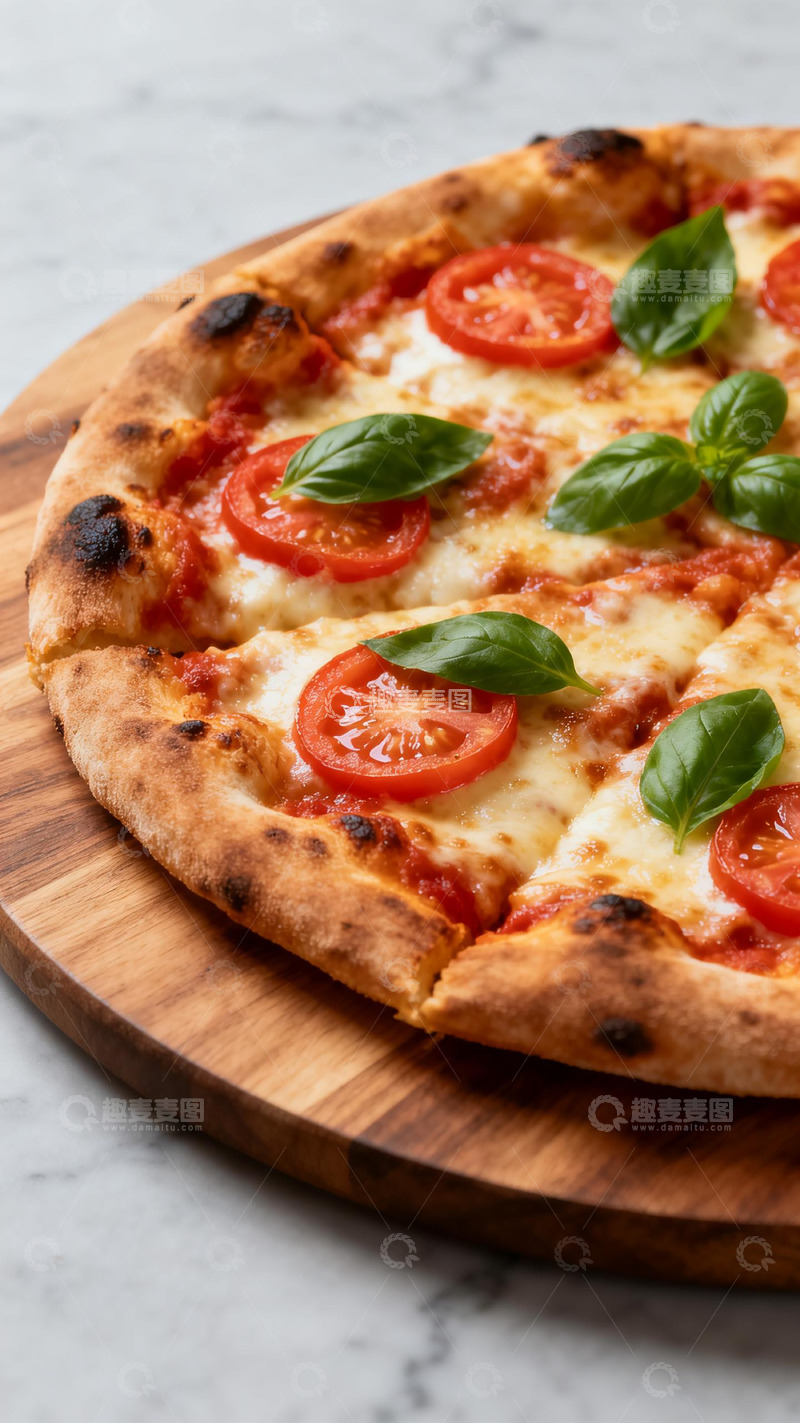 高清大图下载【趣麦麦图】-木质托盘披萨美食摄影