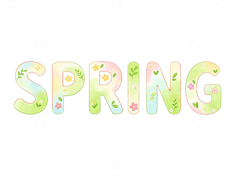 高清大图下载【趣麦麦图】水彩春季花卉文字设计