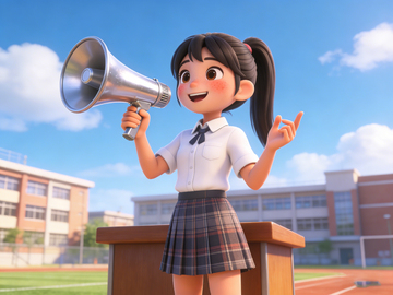 校园卡通女孩演讲图