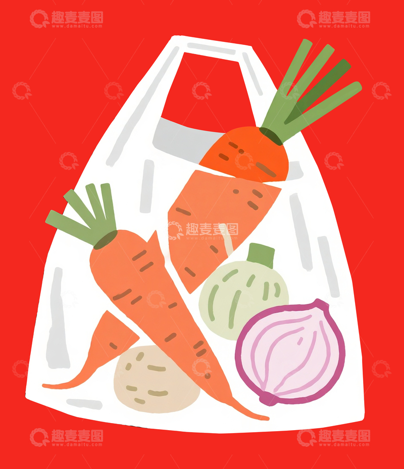 源文件下载【趣麦麦图】丝网印刷塑料袋里的萝卜洋葱4