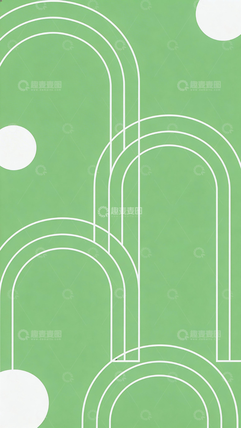 高清大图下载【趣麦麦图】绿底白线几何图案设计