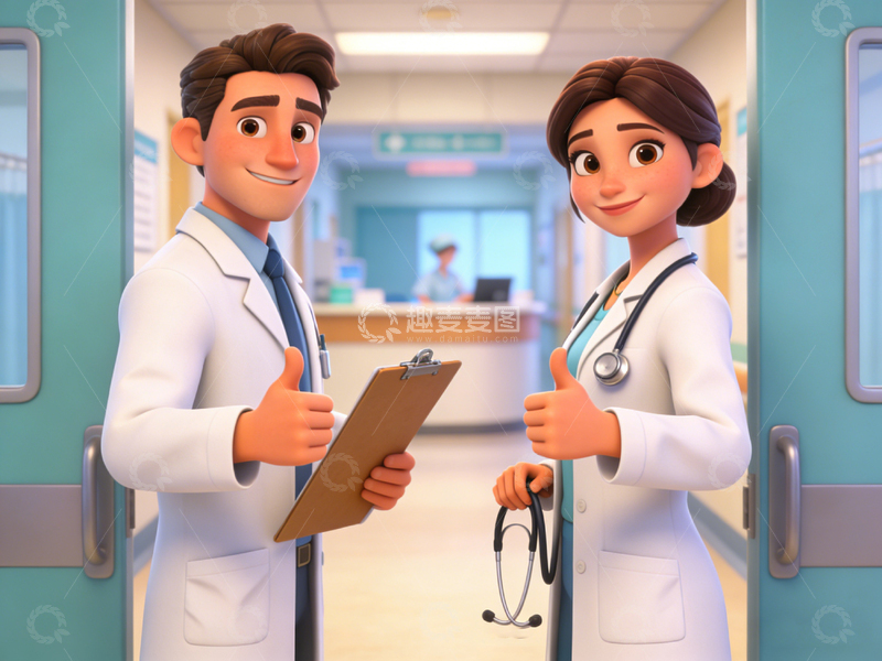 高清大图下载【趣麦麦图】卡通医生医院工作场景