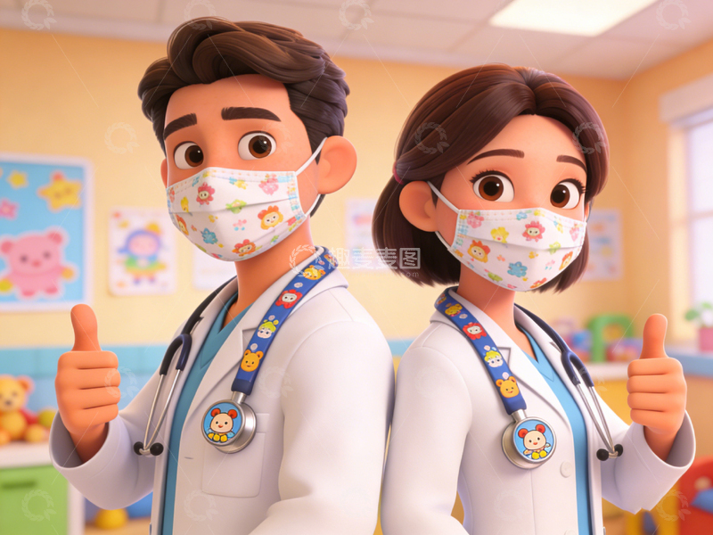 高清大图下载【趣麦麦图】卡通医生儿童房背景