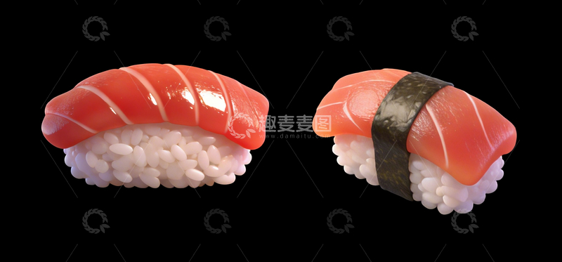 源文件下载【趣麦麦图】立体美食图标三文鱼手握寿司