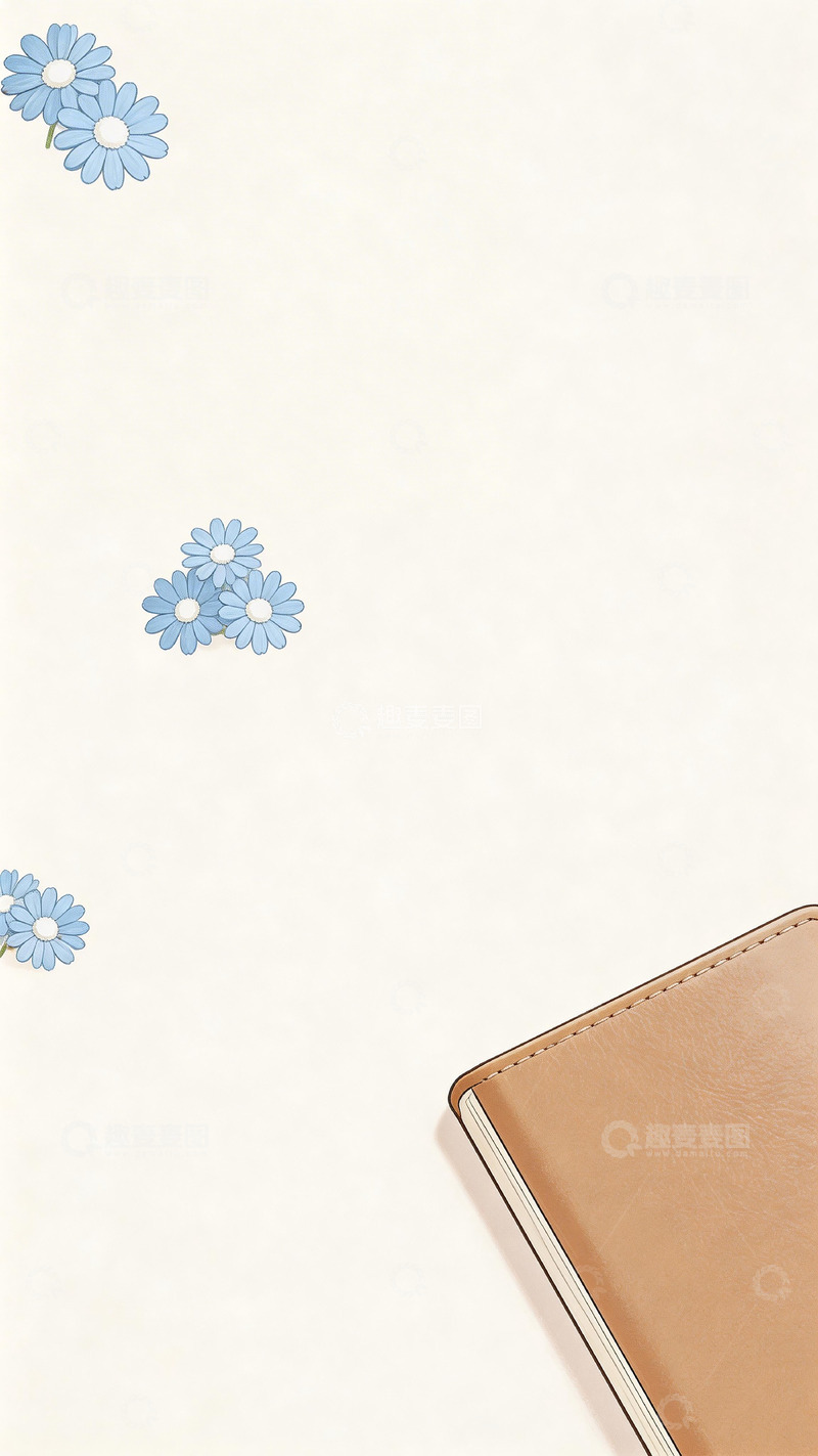 高清大图下载【趣麦麦图】淡雅花朵与皮质钱包壁纸