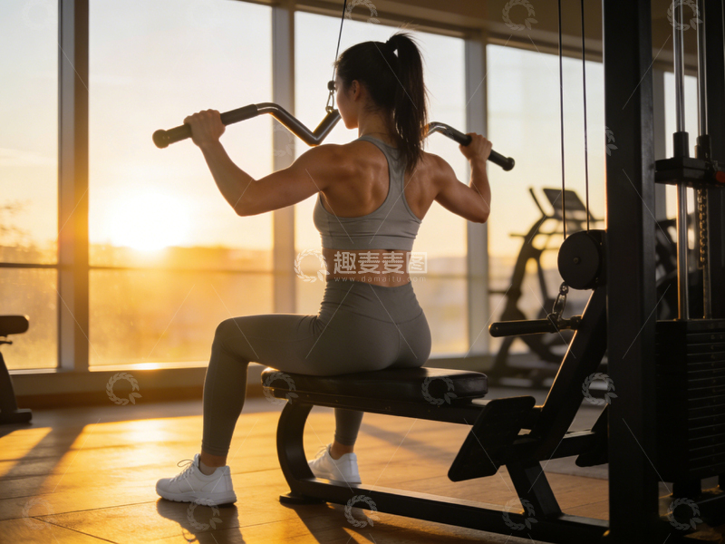 高清大图下载【趣麦麦图】健身房女性锻炼剪影