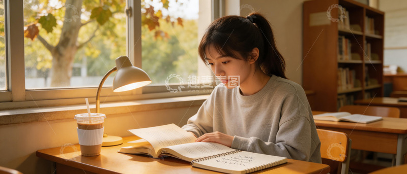 高清大图下载【趣麦麦图】温馨图书馆学习场景