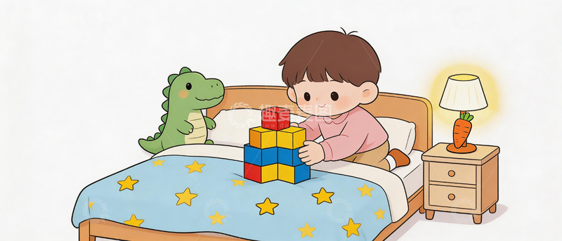 高清大图下载【趣麦麦图】儿童房卡通积木玩具插图