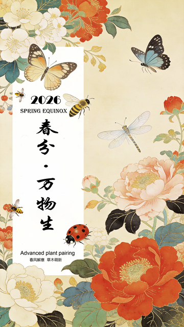 春日花卉蝴蝶蜻蜓设计图