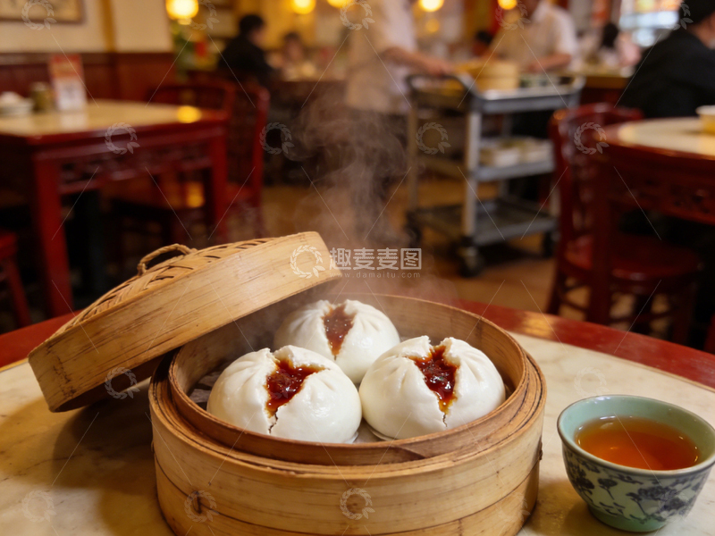 高清大图下载【趣麦麦图】中式餐厅蒸包子美食摄影