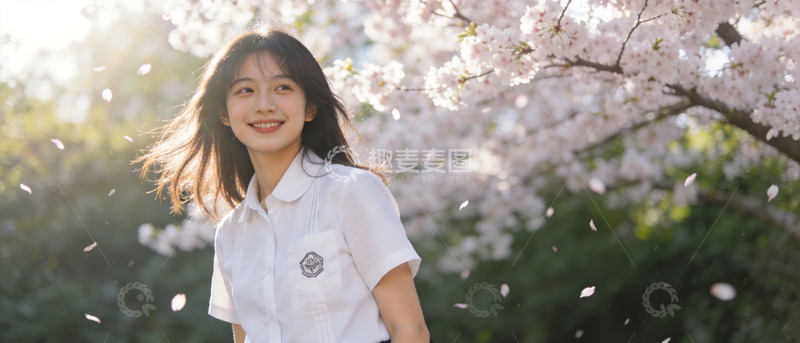 高清大图下载【趣麦麦图】春日樱花少女写真平面素材