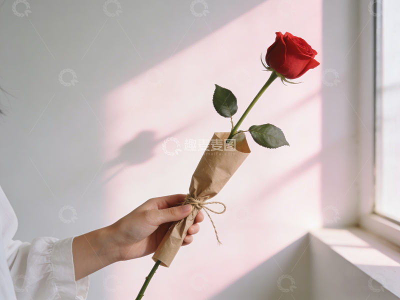 高清大图下载【趣麦麦图】简约红玫瑰窗边摄影