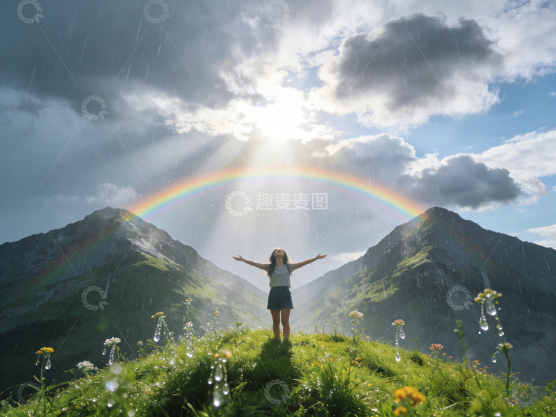高清大图下载【趣麦麦图】自然风光彩虹女孩山景